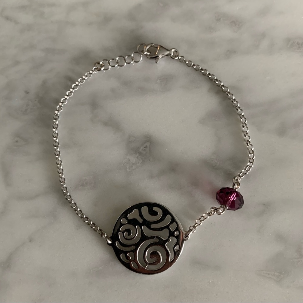 NWOT Silver and Purple Bead Bracelet